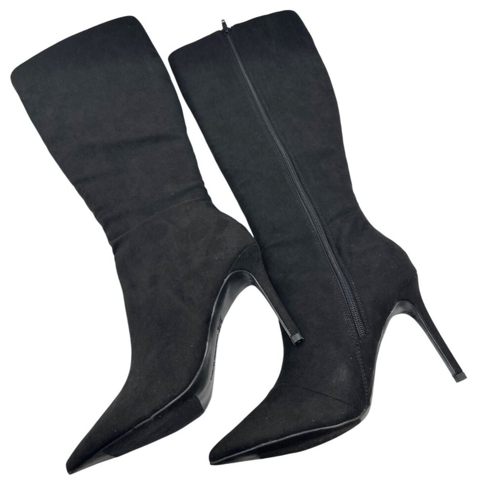 INC international Concept Size 9.5  Below Knee 4" Faux Suede Boots Black - Picture 16 of 16